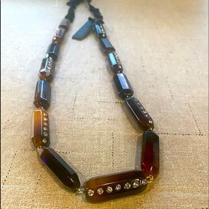 NWT J. Crew Lucite Pave’ 50” Adjustable Necklace.